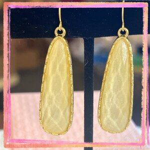 Gold-Plated Dangle Earrings With Iridescent Teardrop Design & Textured Finish